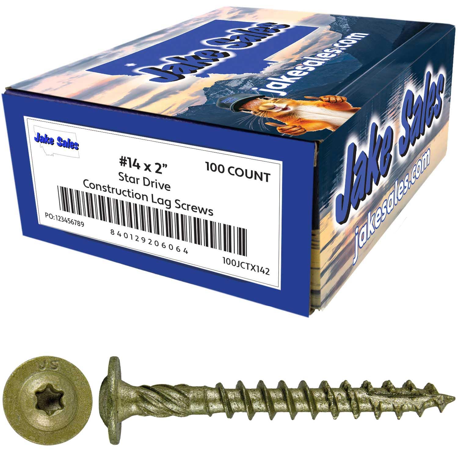Jake Sales Lag Screws #14 x 1 - 100 Count -17