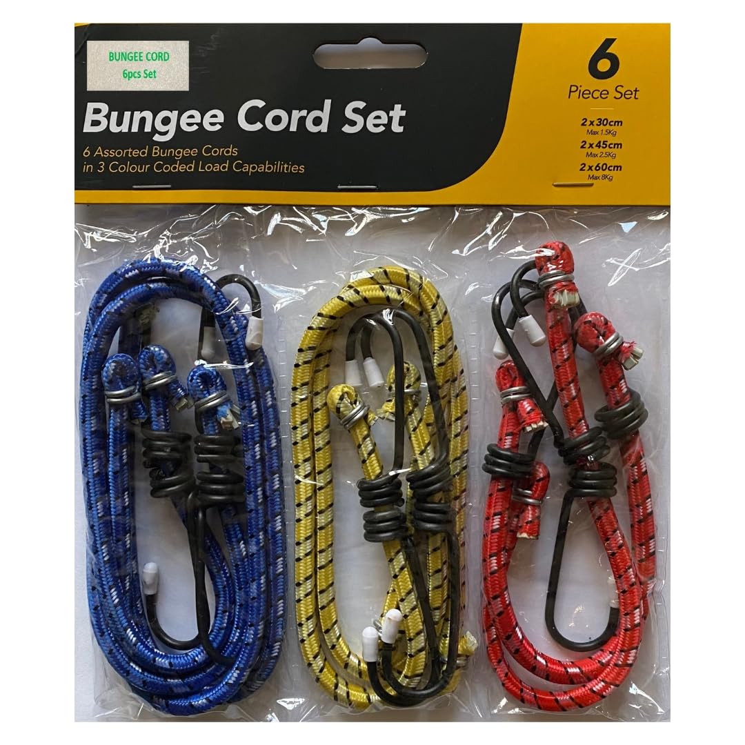 6 Pack Bungee Cord With Hook Heavy Duty Outdoor Tie Down Rope for Tarp, Cover, Canvas, Motorcycle and Cargo Caravan Camping RVs Trunks Luggage Racks Heavy Duty Bungee Cord