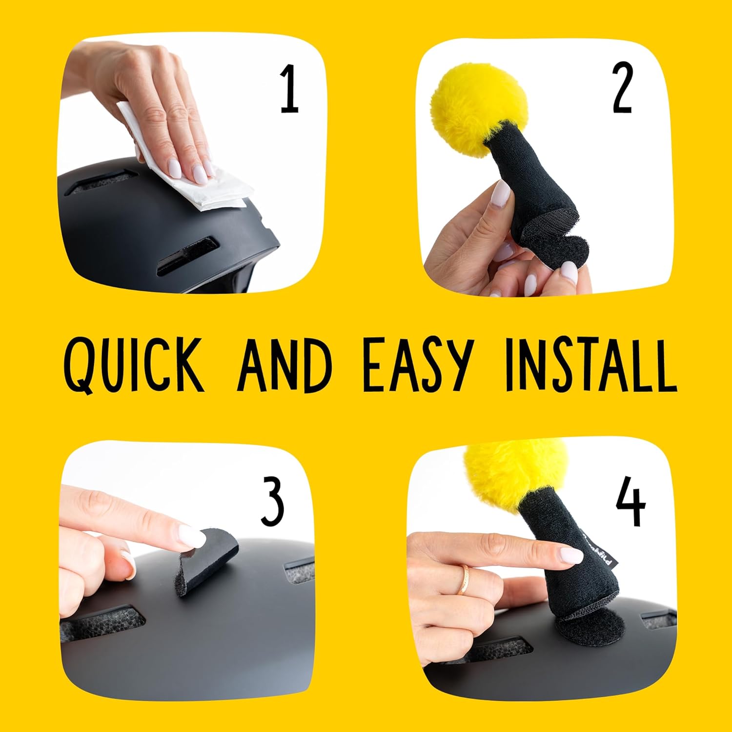 Bee Helmet Accessories w/Sticky Hook & Loop Fastener Adhesive (Helmet not Included), Fun Antennae for Snowboarding, Skiing, Biking, Cycling, Skating for Kids and Adults