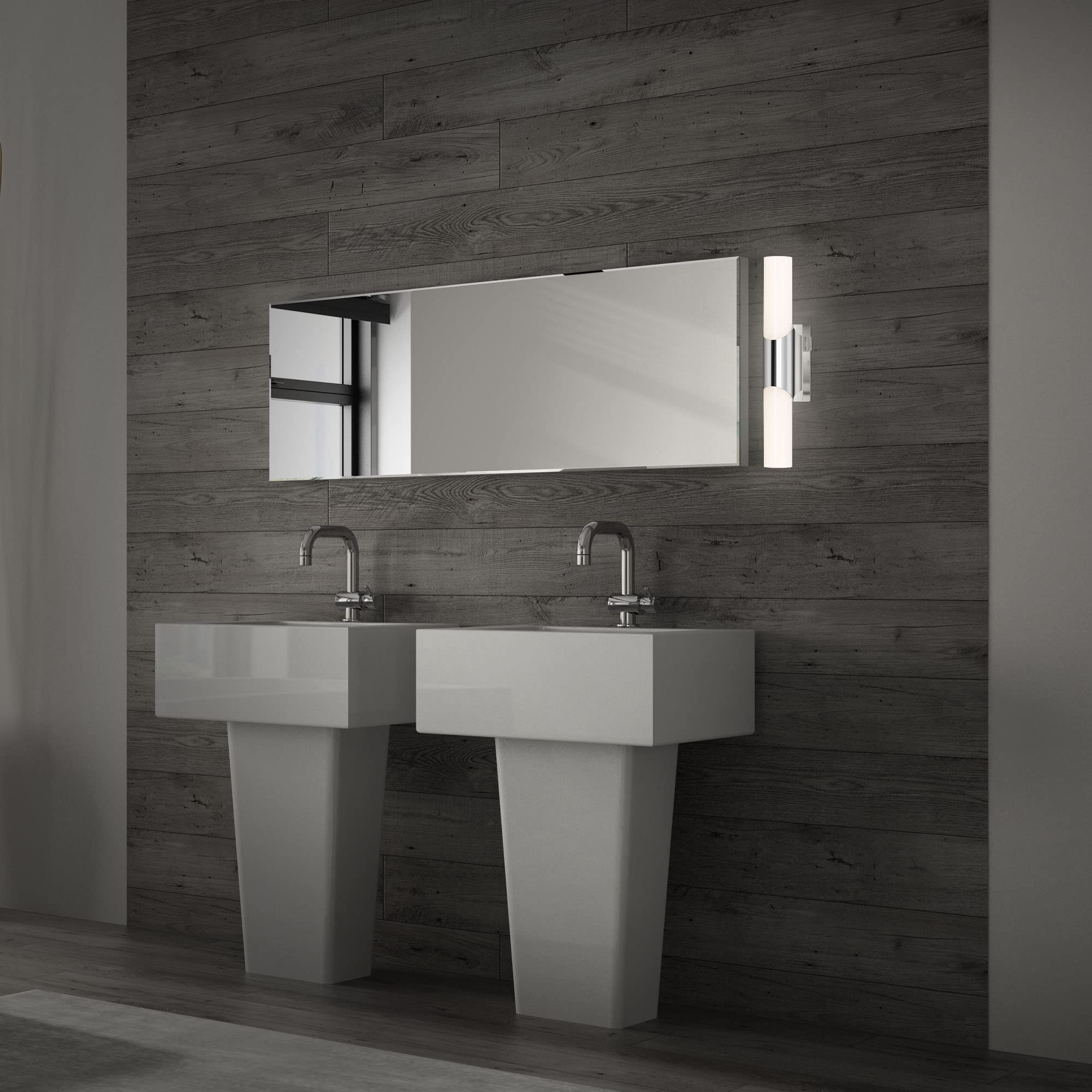 BRILONER Aplique LED para baño, lámpara de baño IP44, 6,5 vatios, 700 lúmenes, 4000 Kelvin, cromo-blanco, 320x65x68 mm (LxWxH)