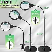 NZQXJXZ 3 az 1-ben nagyítólámpa LED-del, 30x10 nagyítás, rugalmas nyakkal, 36 LED, 3 szín mód 6