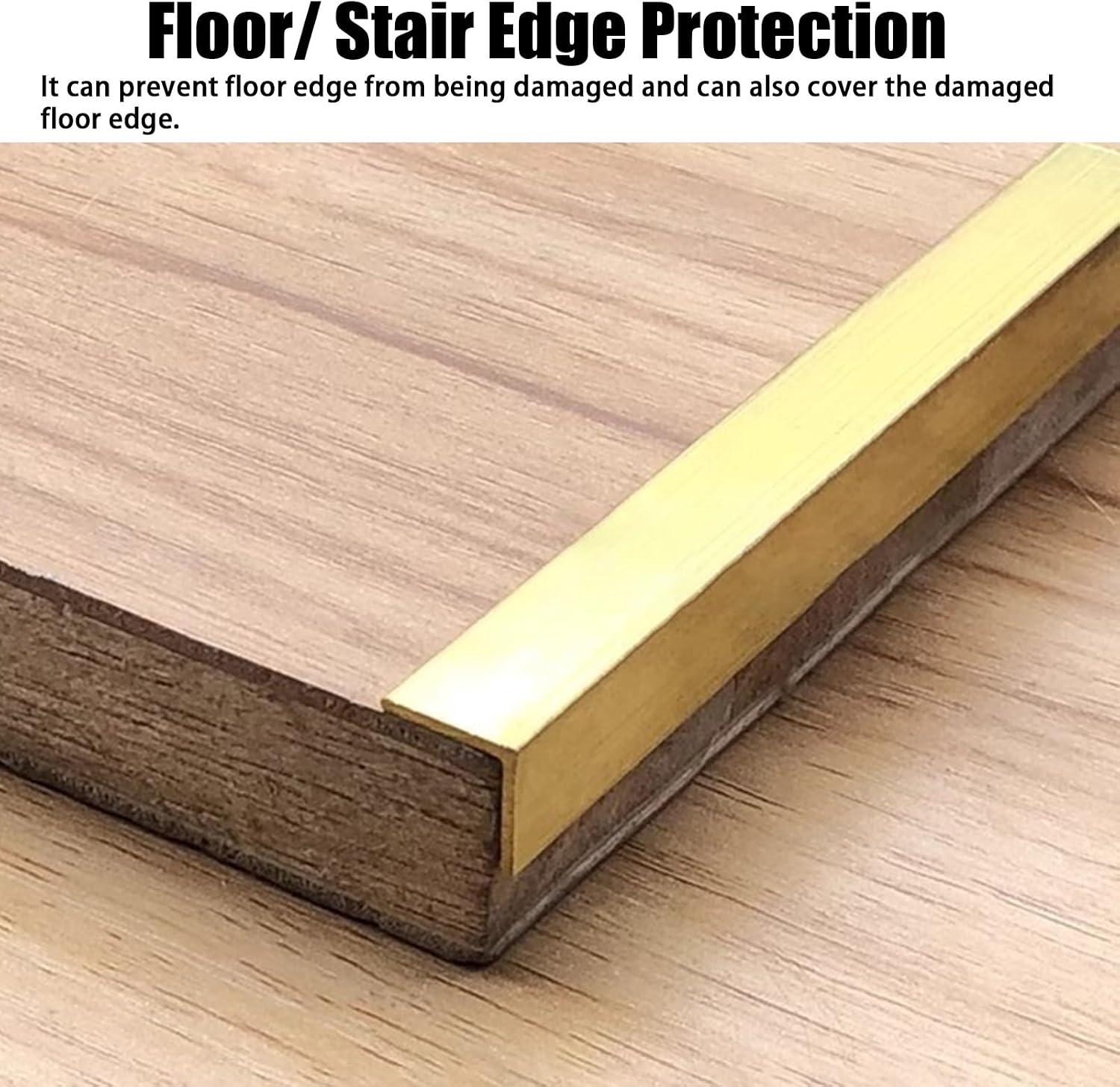 Right Angle Stair Edge Protector - Durable Brass Transition Strip for Wood, Vinyl, and Laminate Floors - 10mm x 10mm, 1m Length(3m)