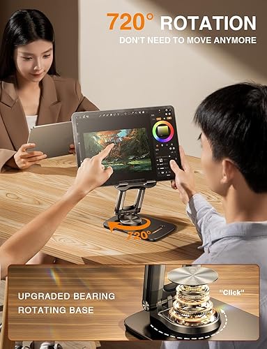 Miniatura 2 de Soporte para iPad para escritorio, rotación de 720 Soporte portátil para tableta de 7.48 pulgadas de altura ajustable Soporte de monitor Soporte de