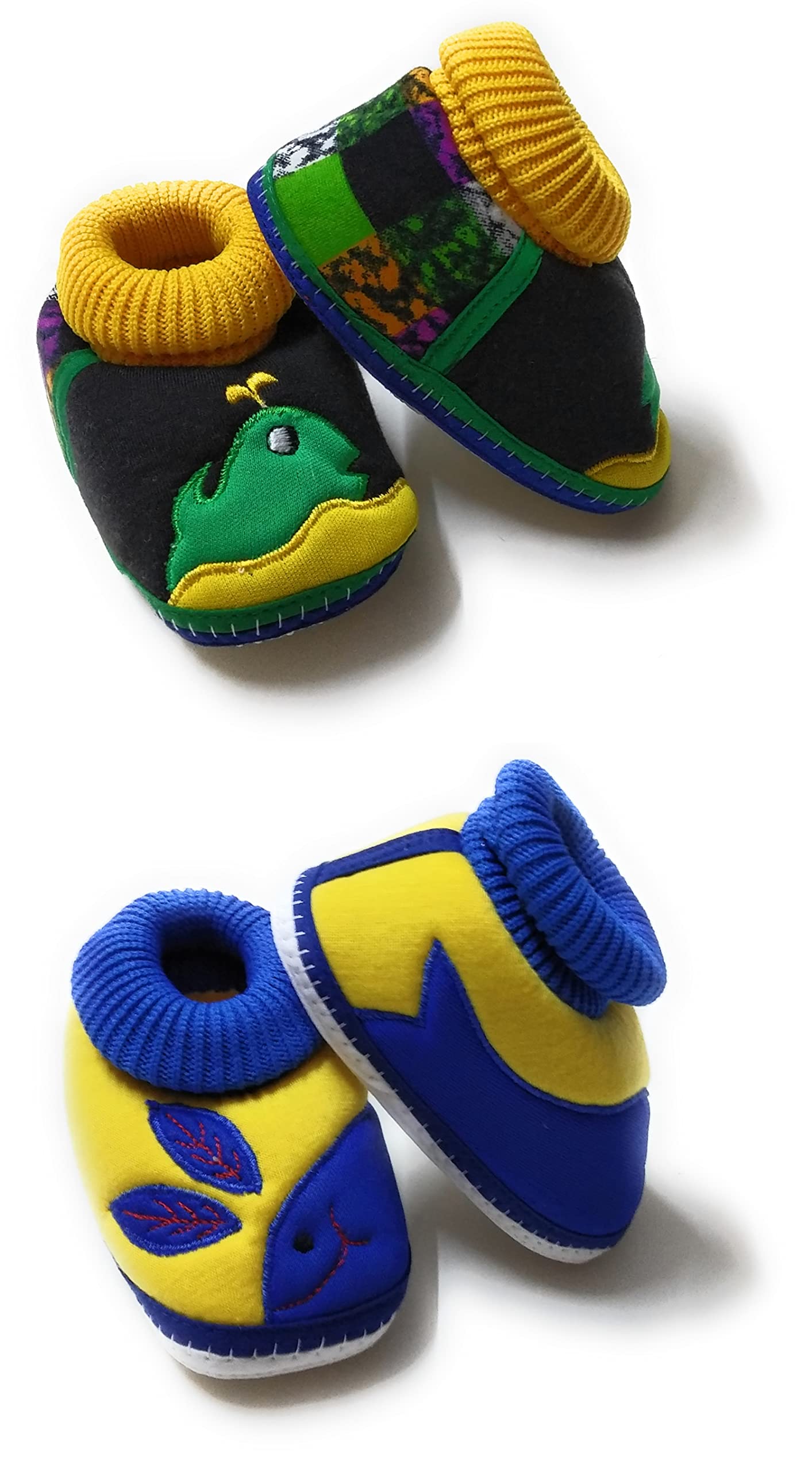 Mom's DarlingPack of 2 Unisex-Child Newborn Baby Booties | Baby First Walking Shoes | Baby Sandals with Anti Slip Sole | Baby Footwear | Toe to Heel Length=12cm(0 to 6 Months) | Multicolor_3