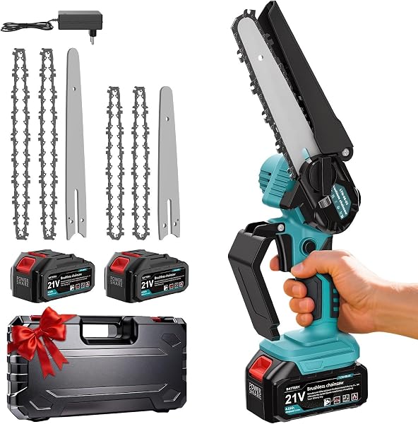 Mini tronçonneuse sans fil brushless 20 cm, graisseur automatique, compatible Makita 18V, 2 batteries 4000 mAh