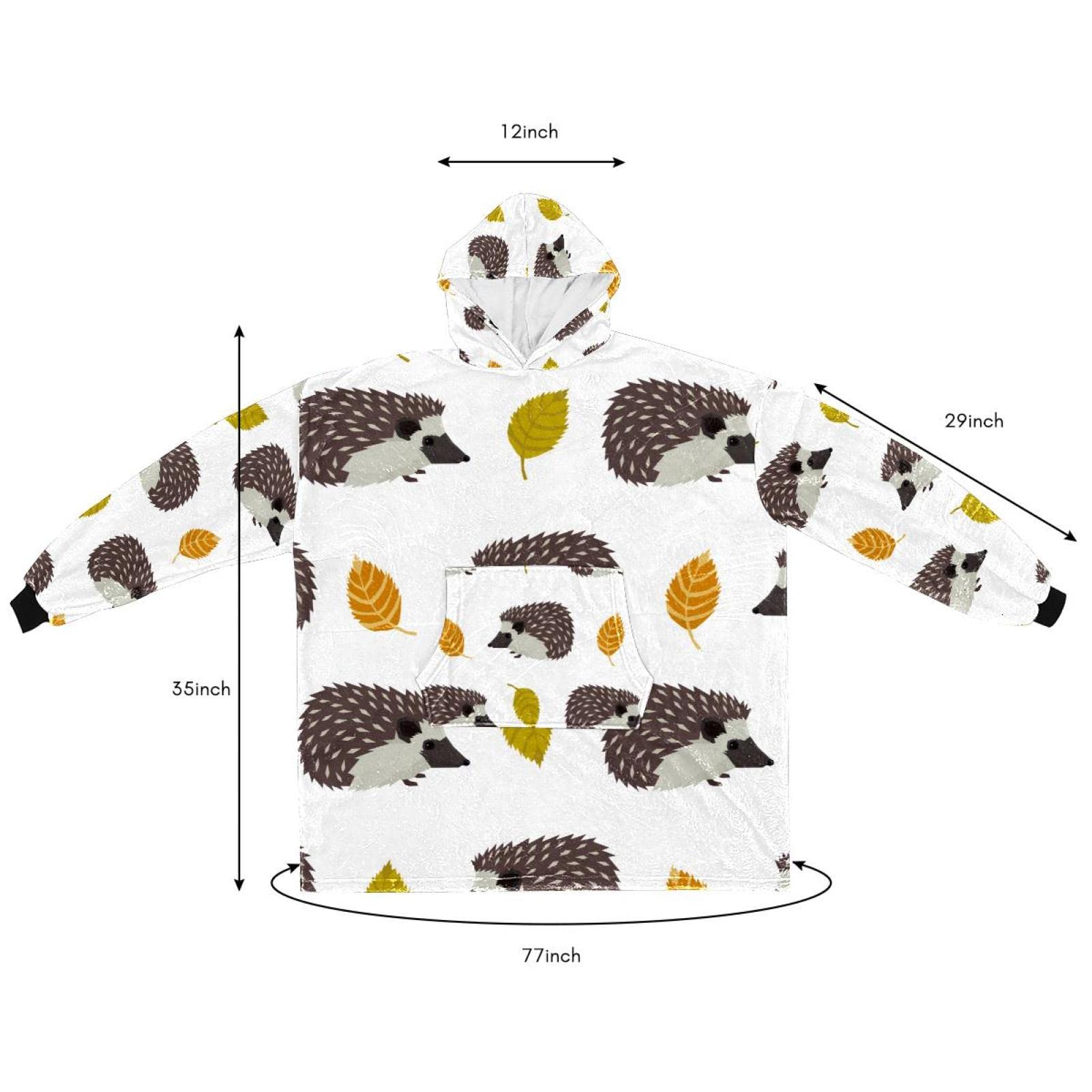 Couverture à Capuche Géante - Imprimé Renard & Fleurs | Flanelle Douce | Poche Kangourou | Unisexe Adulte | Cadeau Cosy