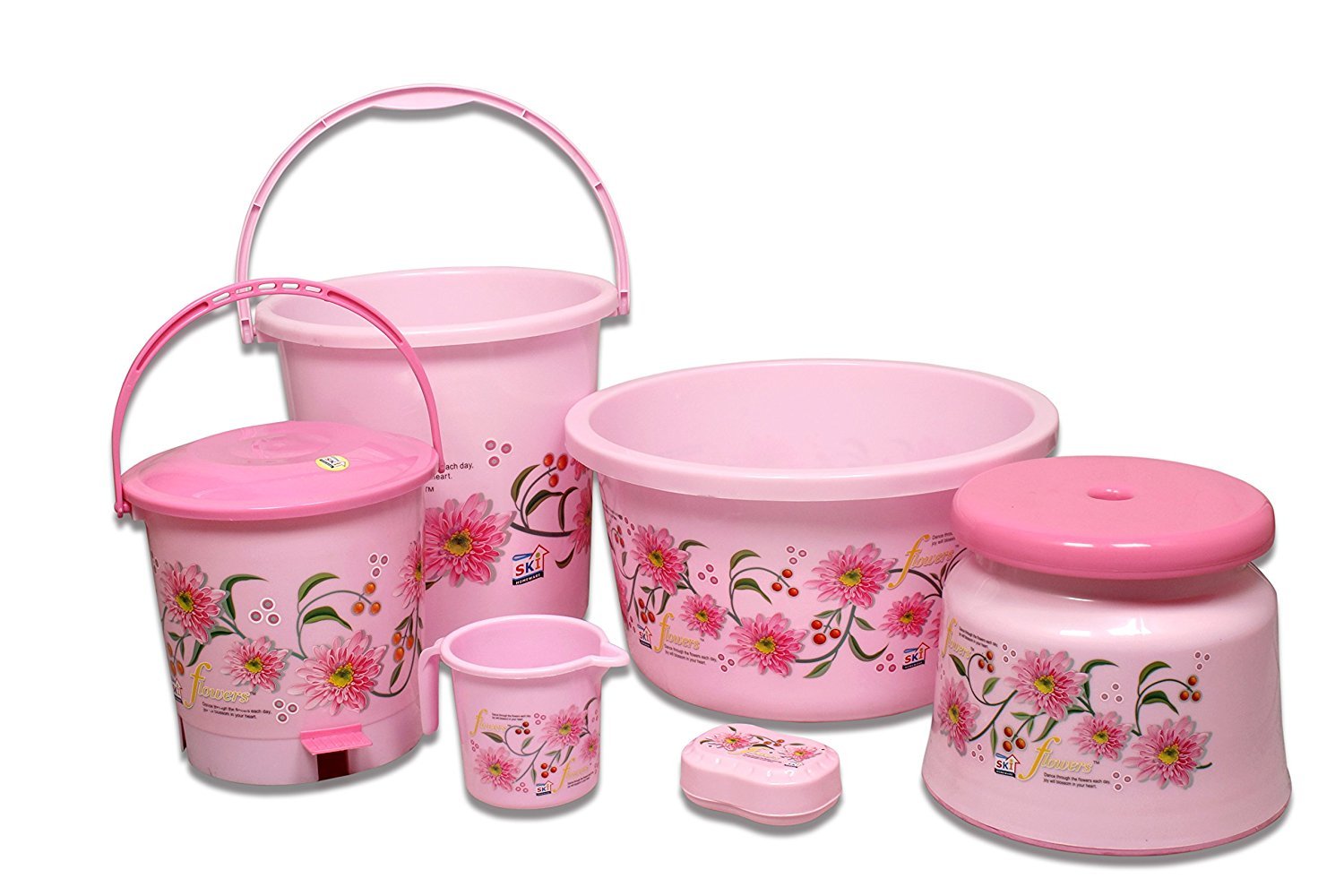 SHOPATHON INDIA Plastic Bathroom Accessories with Beautiful Flower