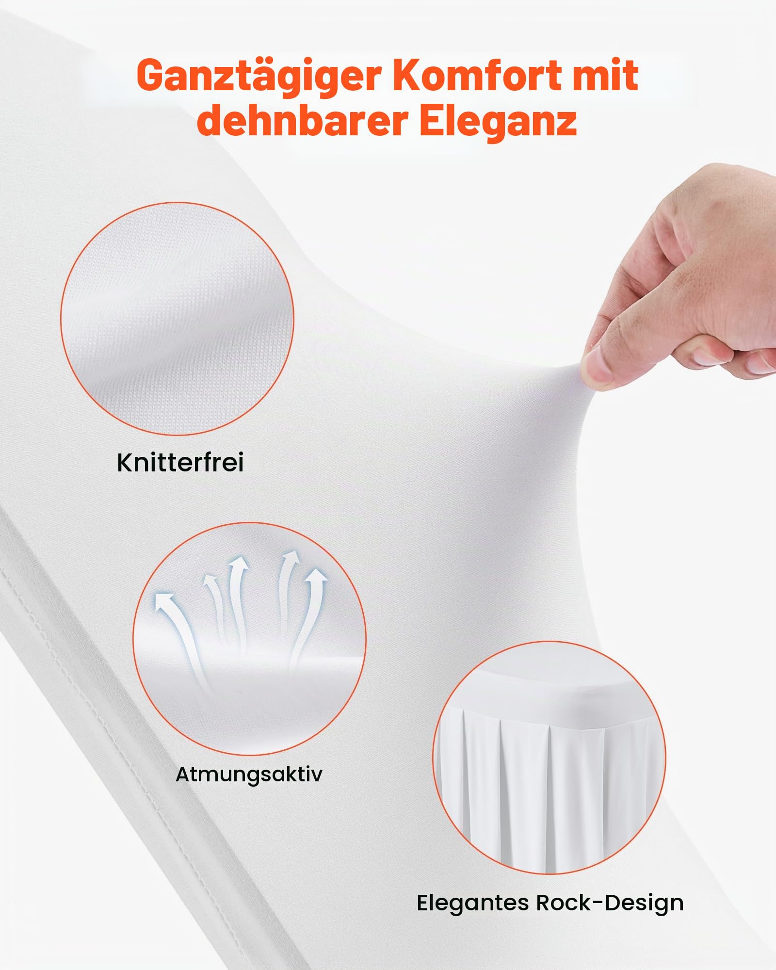 VEVOR Stuhlhussen Stuhlbezug mit Flacher Vorderseite 30 STK. waschbarer Stuhlüberzug aus Polyester-Spandex für Hochzeitsfeiern Esszimmerbankette, passend für Stühle (51 x 45 x 95 cm) Weiß