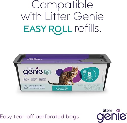 Vista 9 de Litter Genie Easy Roll - Cubo de eliminación de arena para gatos Control de olores, bolsas de repuesto y cucharada