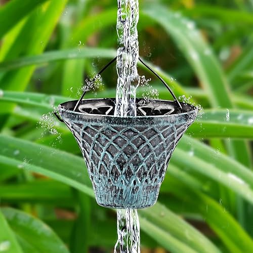 Miniatura 4 de Tfro & Cile Canaleta de cadena de lluvia, desviador de agua exterior, copas de lluvia decorativas para jardín, campanillas para decoración del