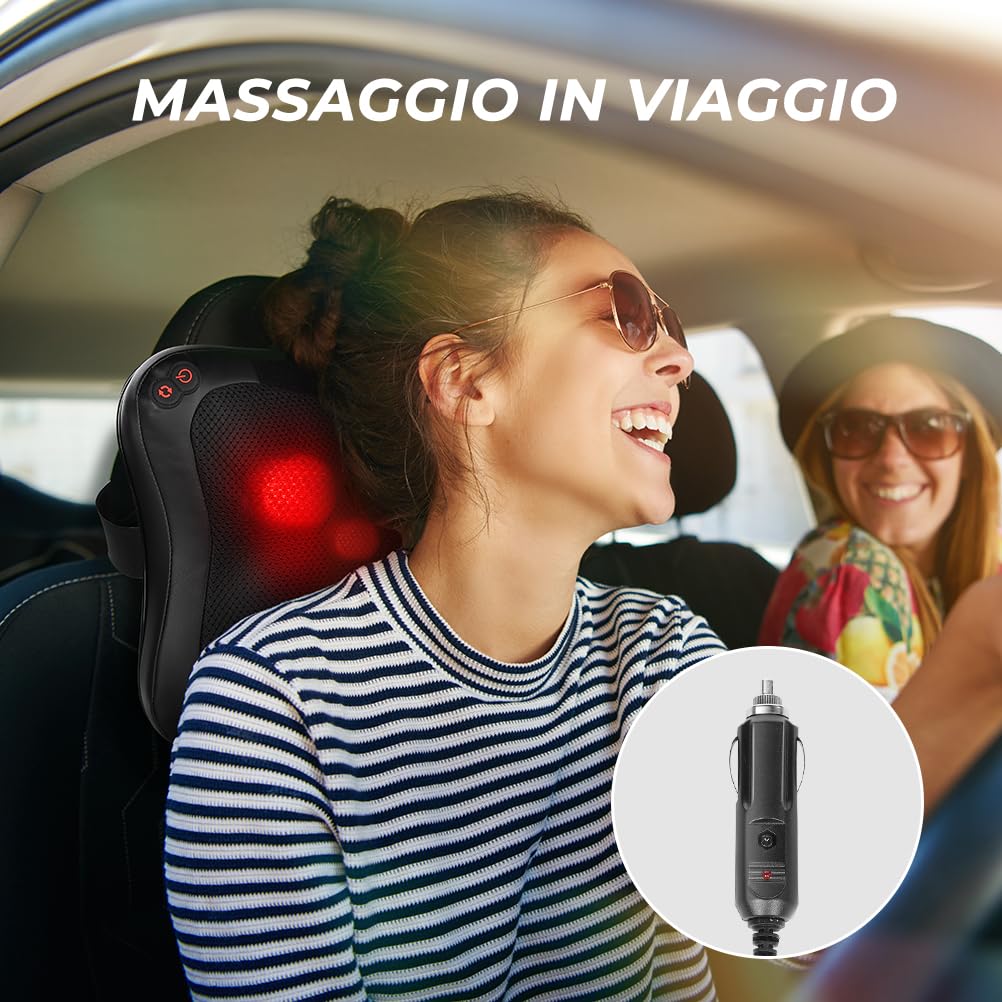 Elettrici Cuscino Massaggiante, 4D Shiatsu Massaggiatore con Funzione di Riscaldamento, Cuscini per Massaggi per 3 Velocita con Cambio di Direzione, Casa, Ufficio, Come, Regalo (38.5 * 31.5 * 21.5cm)