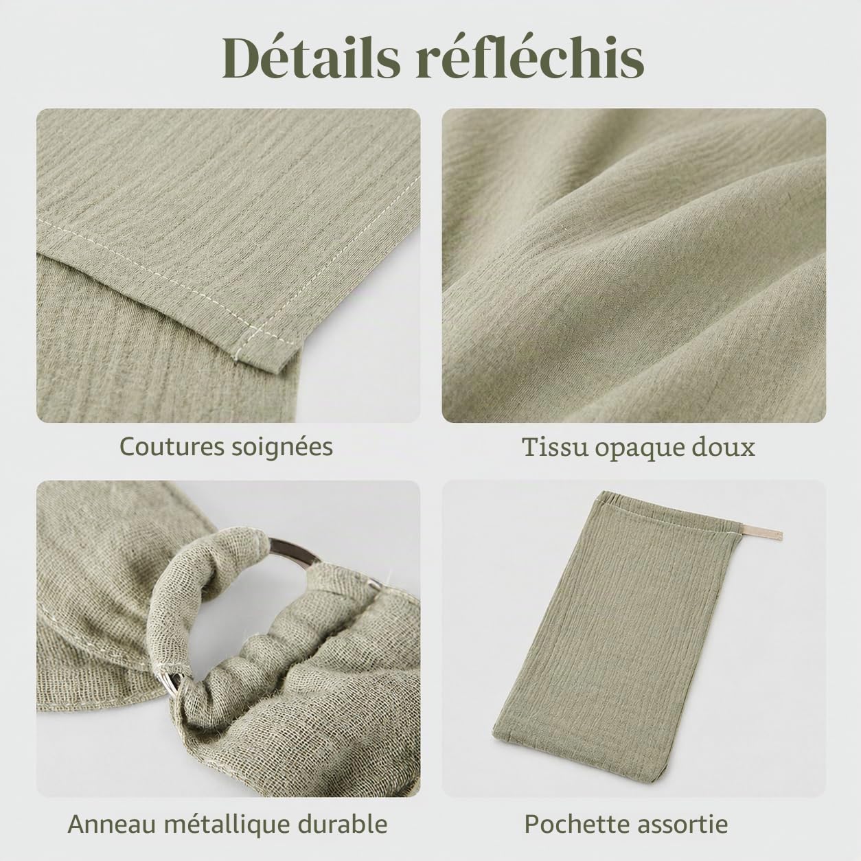 Couverture Allaitement Bébé avec Pochette, Cape d'Allaitement en Mousseline, Tablier Allaitement avec Lanière Réglable, Vêtement Allaitement Femme en Coton, Cache Allaitement Écharpe
