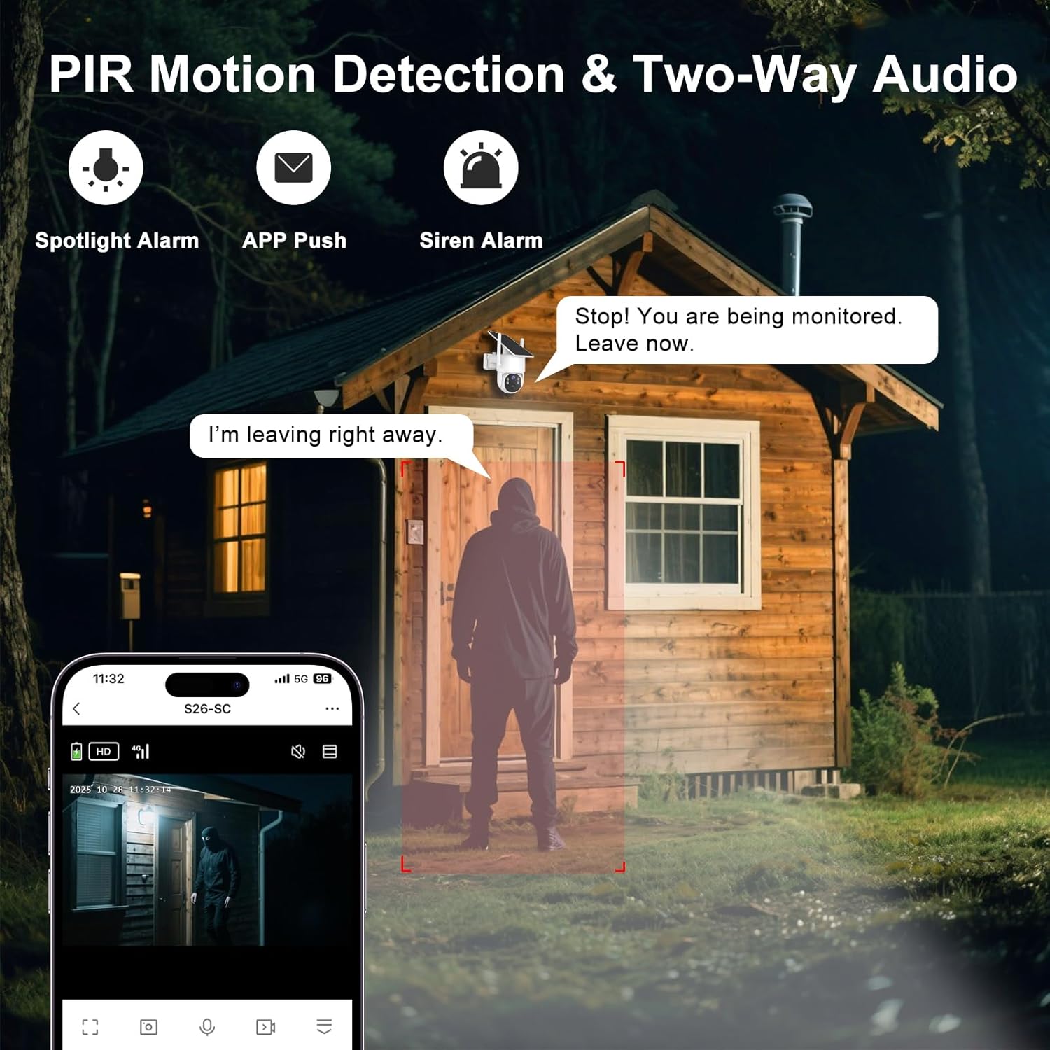 4G LTE Cellular Security Camera Outdoor Wireless, 365-Day Free Unlimited Data No WiFi Solar Powered Security Camera, 2K 360° Color Night Vision, PIR Motion Detection, 2 Way Talk, Built-in VSIM