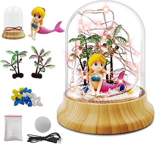 LEFJUBAW Haz tu propia luz nocturna de sirena, juguetes de sirena para niños, kit de manualidades de sirena, proyecto de lámpara de manualidades