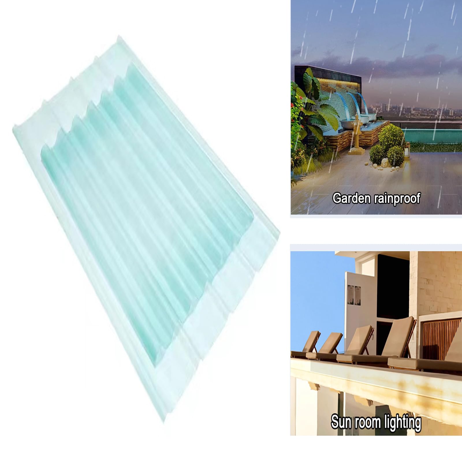 Panel para Tejado Aislamiento Térmico Impermeable,Paneles de Techo Transparente,Chapa Ondulada,Paneles de Iluminación Natural de Fibra de Vidrio Resistente a Los Rayos UV (0.9x1.8m/35x71in,20 pcs)