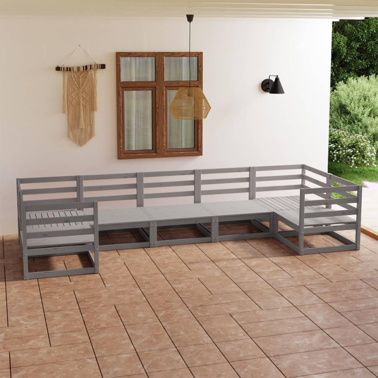 Ensemble de salle à manger de jardin en bois massif table et chaises extérieur set RR