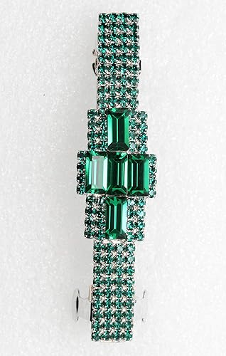 Miniatura 4 de Faship Precioso clip de pasador de pelo de cristal verde esmeralda