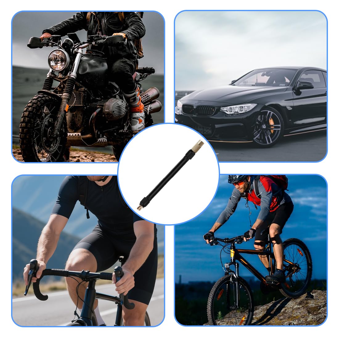 20cm Tubo Prolunga di Gomma Flessibile della Pompa di Gonfiaggio, Compatibile con Xiaomi Compressore Digitale Portatile, Universale Tubo di Estensione per Pneumatici Auto Bicicletta