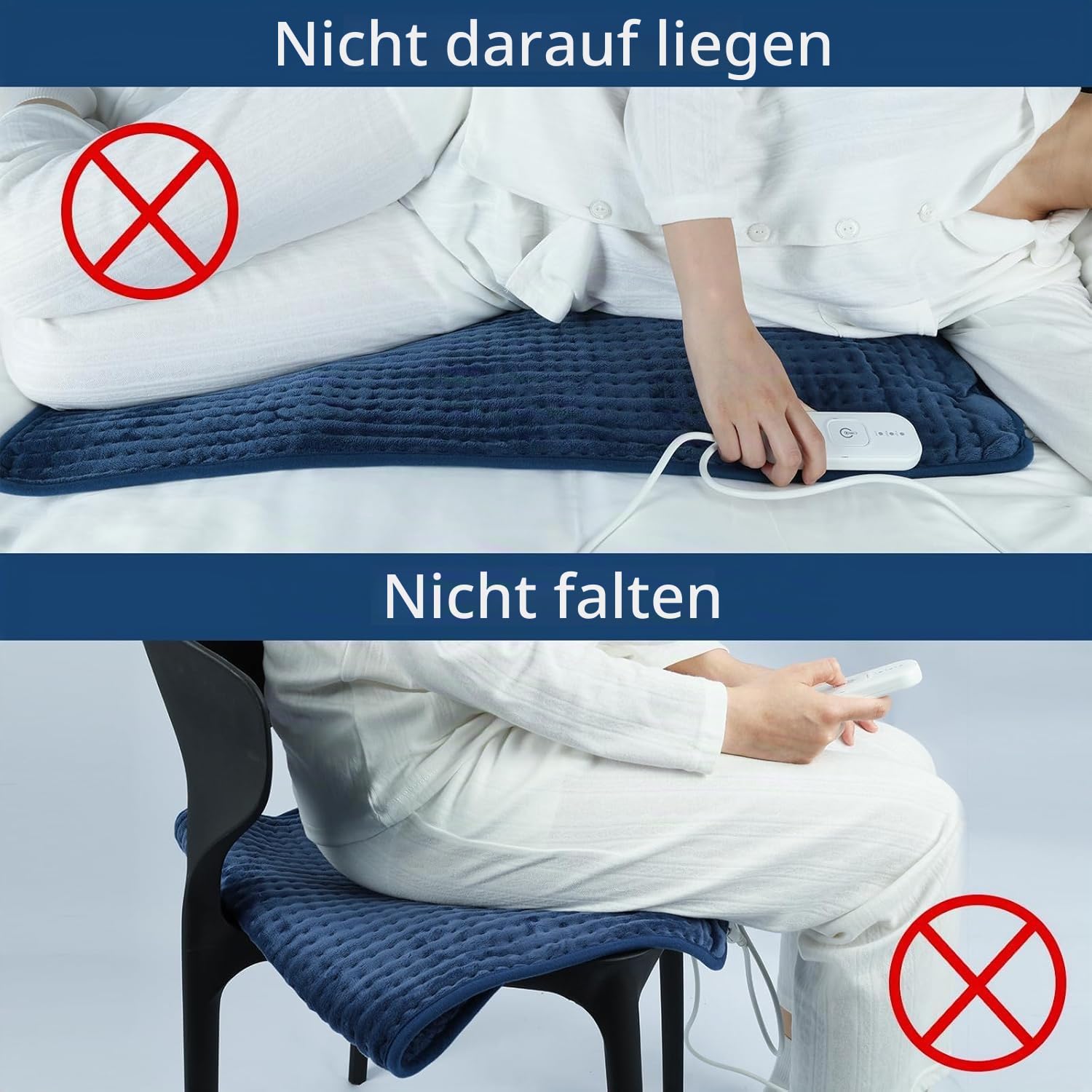 Comfytemp XXL-großes Heizkissen 83x43cm, Ultraweich Wärmekissen mit Abschaltautomatik，Alterfreundlich Heizdecke mit Sicherheitssystem für Rücken Schulter Nacken Bauch Beine Knie, Maschinenwaschbar