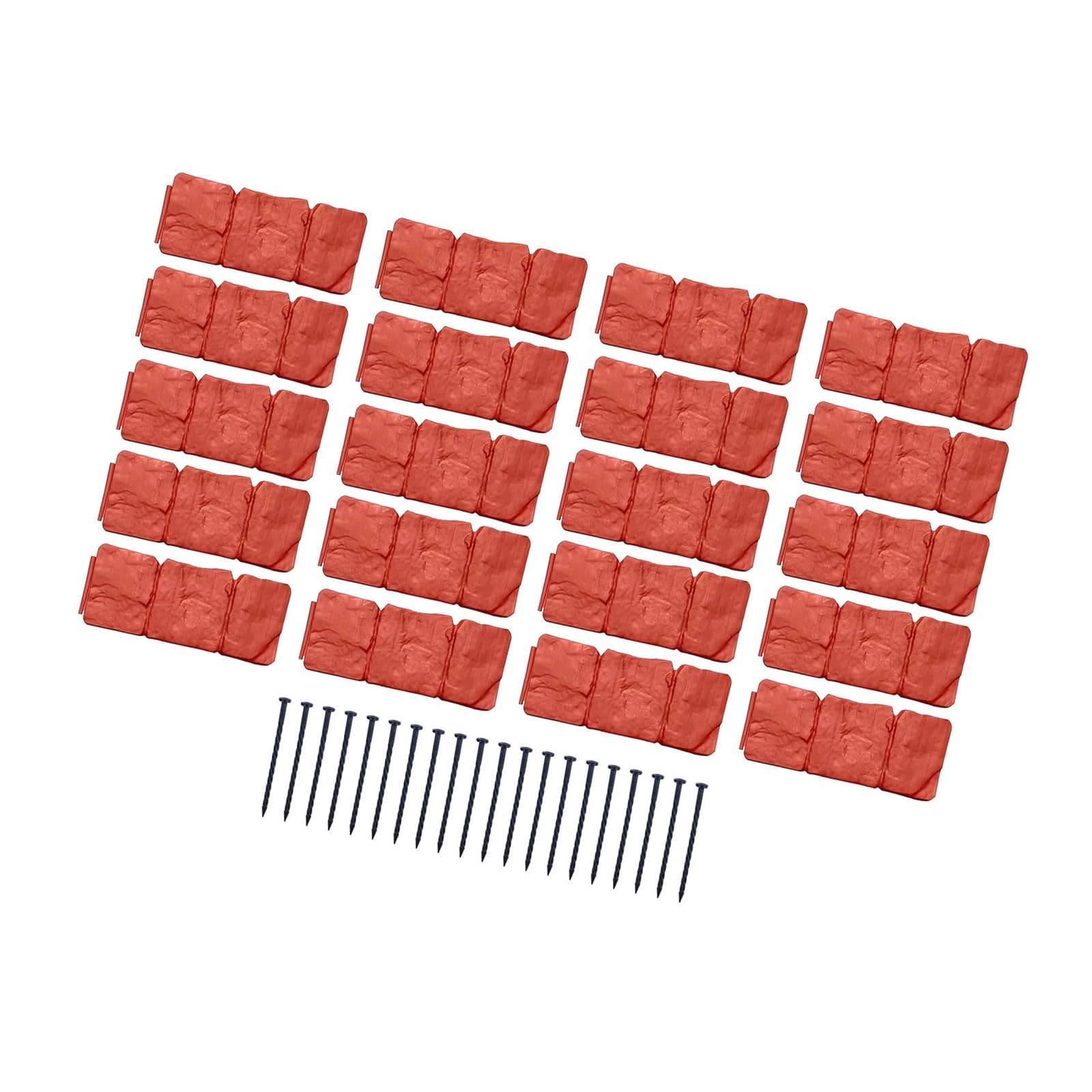 Pangboer Brick Red 20Pcs Garden Edging Borde, Imitation Stone Fence Panels Patio Outdoor Barrier Garden Border Panels Decoration Impermeable Fence