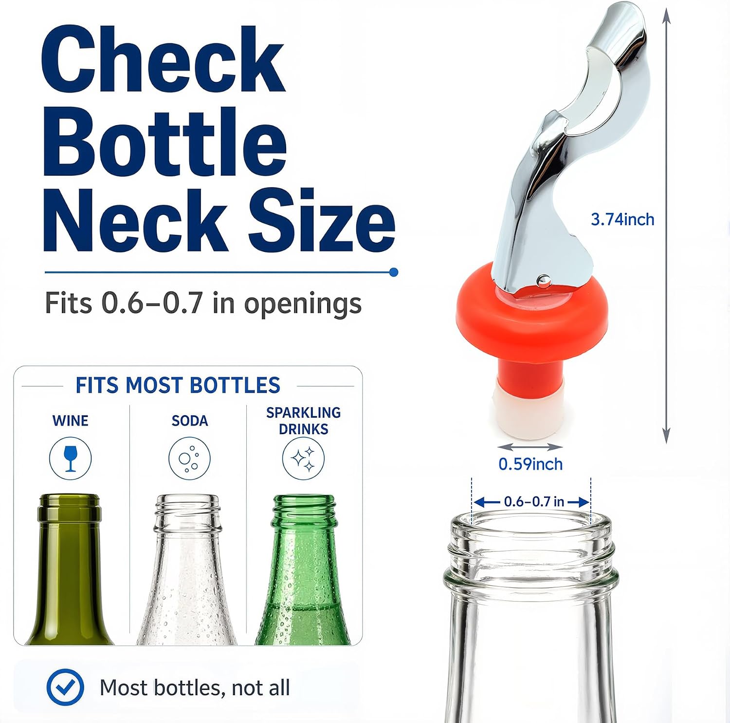 5 Pack Wine Bottle Stoppers for Glass Bottles, Soda Bottle Fizz Keeper Caps