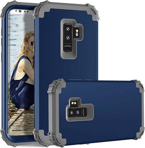 Vista 12 de Funda de teléfono para Samsung Galaxy S9 Plus, cubierta dura, a prueba de golpes, silicona suave, híbrida, tres capas, resistente, protección de PC