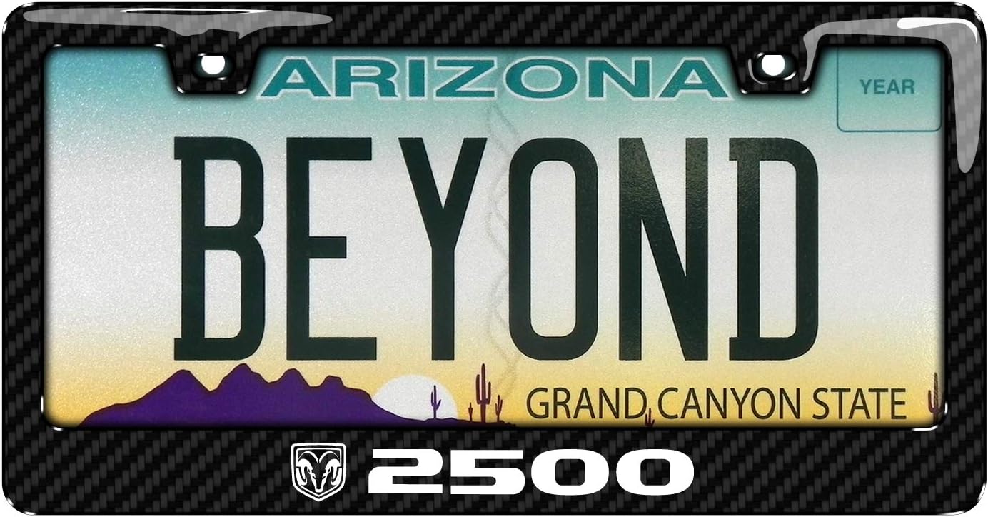 iPick Image for RAM 2500 Logo Black Real 3K Carbon Fiber Finish ABS Plastic License Plate Frame