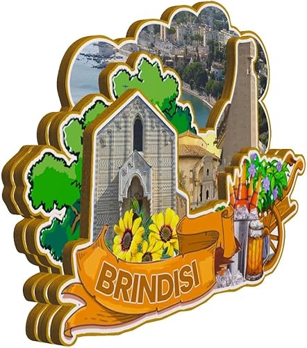 Miniatura 2 de Brindisi Puglia Italia - Imán de madera para nevera, monumentos 3D, recuerdos coleccionables, decoración hecha a mano -2555