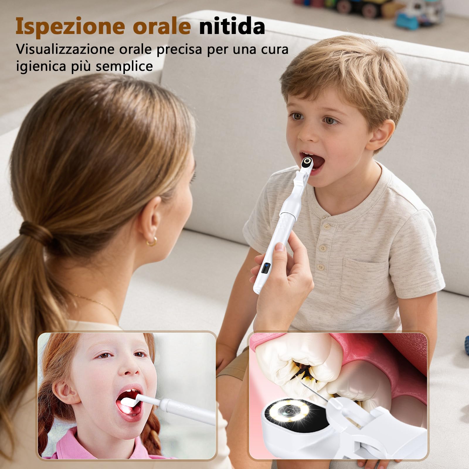 Pulizia Orecchie - Schermo da 3.97", Nessun Download di App Necessario | Rimozione Cera/Spillo Puntini, Aiuto Cura Orale | Montaggio Magnetico, Custodia Ricaricabile | Per Famiglia & Viaggi
