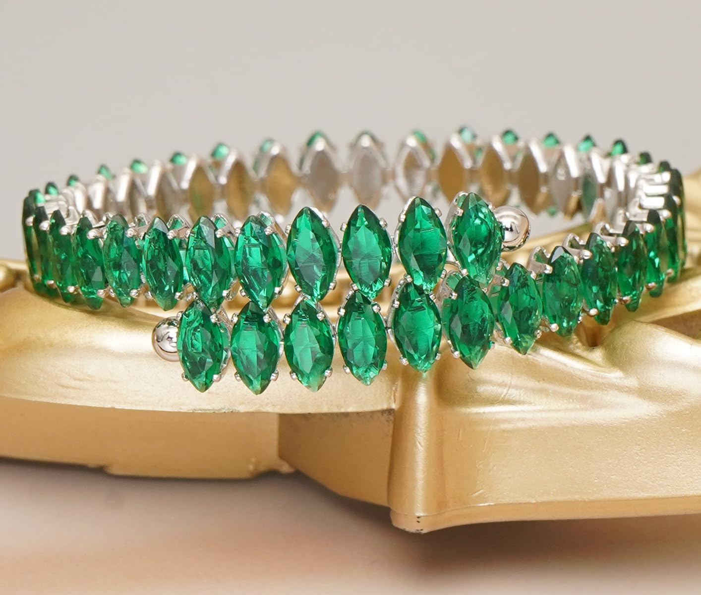 Rhinestone Cuff Bracelet Cubic Zirconia Tennis Bracelets Open Adjustable Elastic Bangle for Women - Image 5