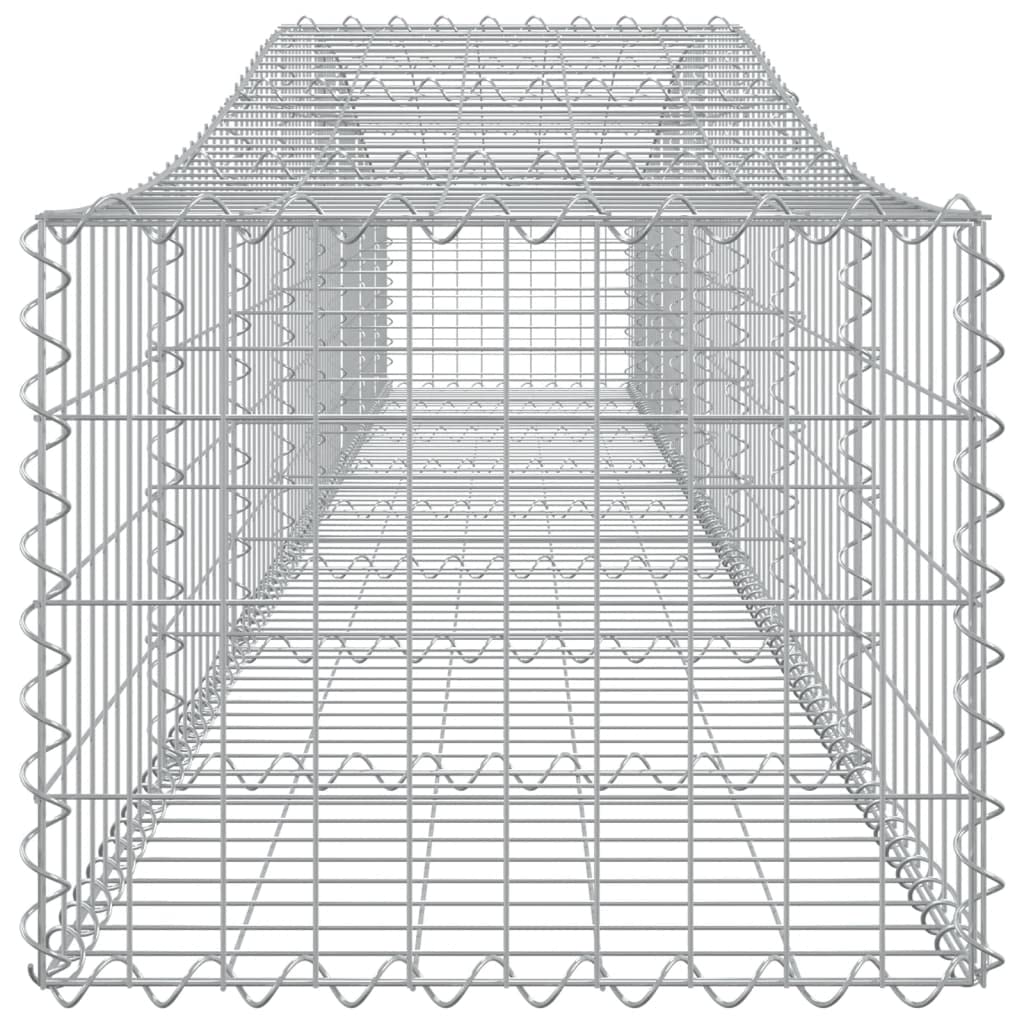 Kosze gabionowe łukowe 10 sztuk 400 x 50 x 40/60 cm ocynkowane żelazo, dźwiękochłonne dekoracyjne bariery ogrodowe ze wzmocnionymi haczykami i drutem 3,5 mm