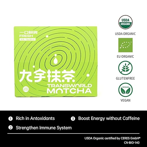 Miniatura 4 de Auténtico té verde matcha ceremonial USDA Orgánico Premium Matcha en polvo para beber y café con leche 100% puro, sin aditivos, 21 barras