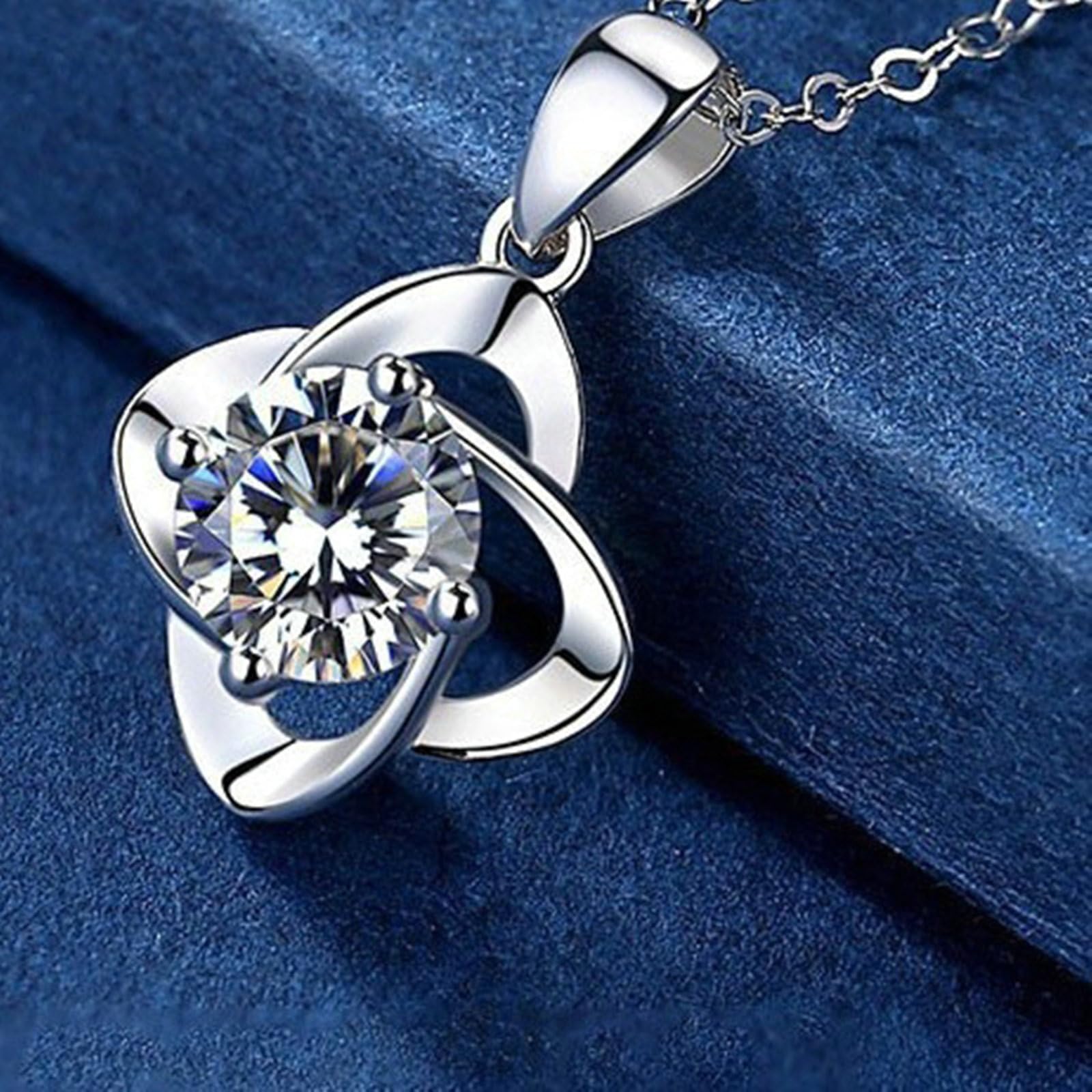 Collar para mujer de oro blanco 750 585 375 de oro auténtico, cadena colgante de trébol con moissanita, 1 ct, collar de boda para mujer