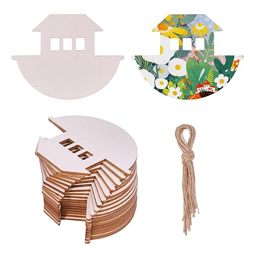 CHGCRAFT 40 Pcs Wood Noah's Ark Cutouts Wooden Cutouts with
