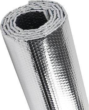 Double-Sided Reflective Insulation Roll, Reflective Bubble Film, Aluminum Foil Heat Barrier for Windows, Walls, Attics, RV, Garage Door, Basement, Winter & Summer Sliver, 16" X10Ft