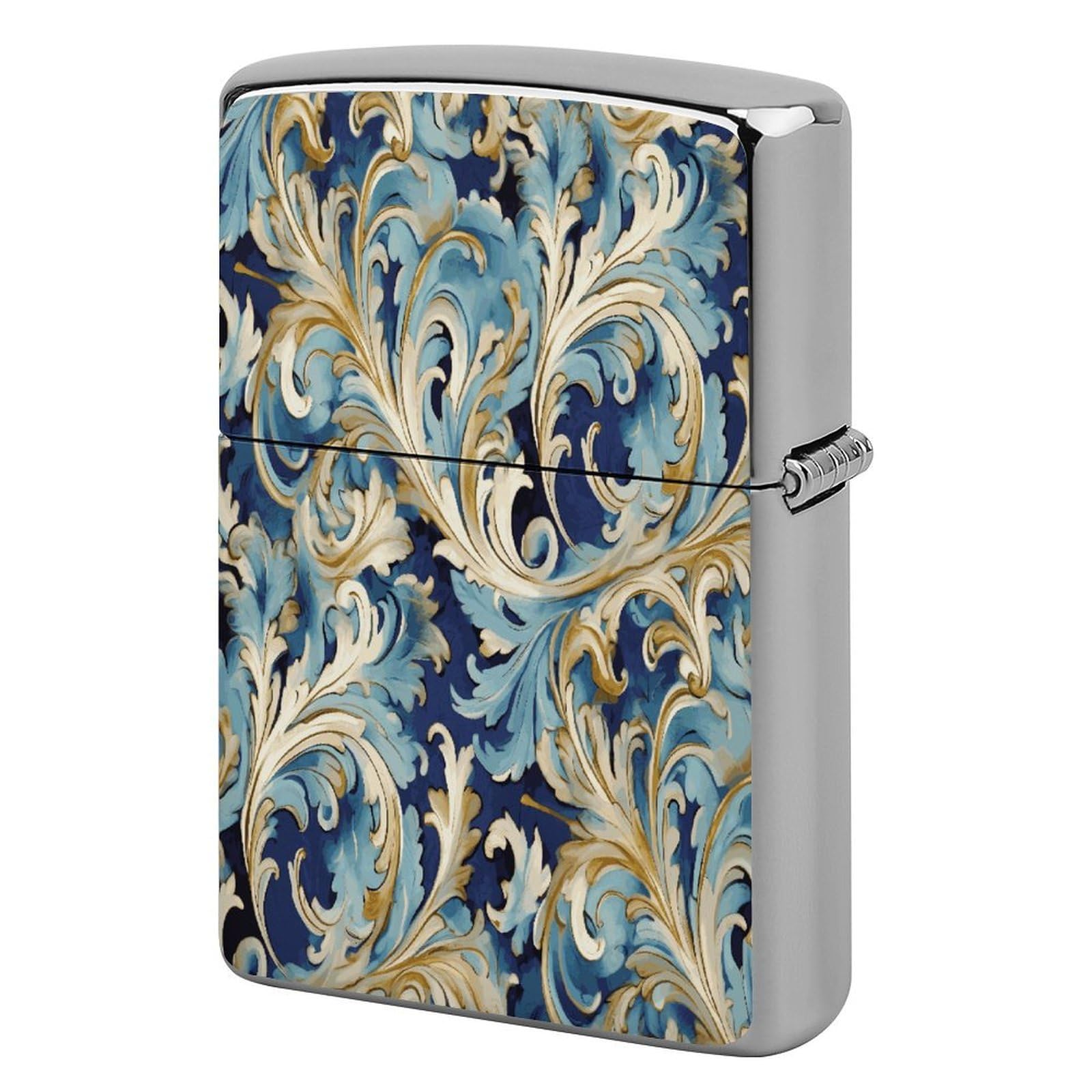 Fodpand Style Elegant Blue Gold Florentine Metal Lighter Case Cover Lighter Sleeve