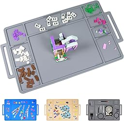 Plaques de Construction avec Champs numérotés, Plateau de Construction pour Jouets, en Silicone de qualité supérieure, pour Encourager la créativité et l'ordre, Gris Clair