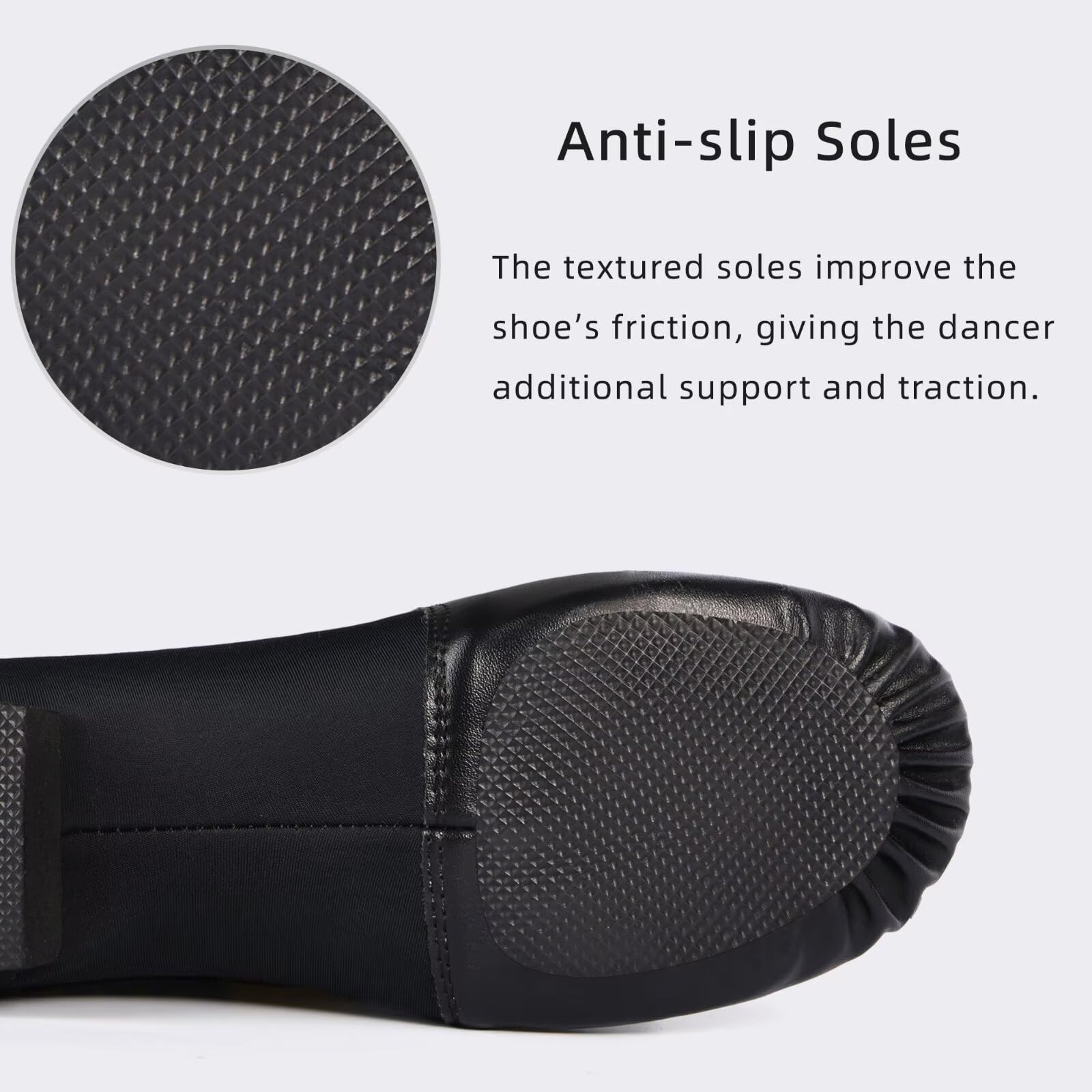 Chaussures de jazz à enfiler en polyuréthane avec semelle fendue pour adultes, hommes, grands enfants