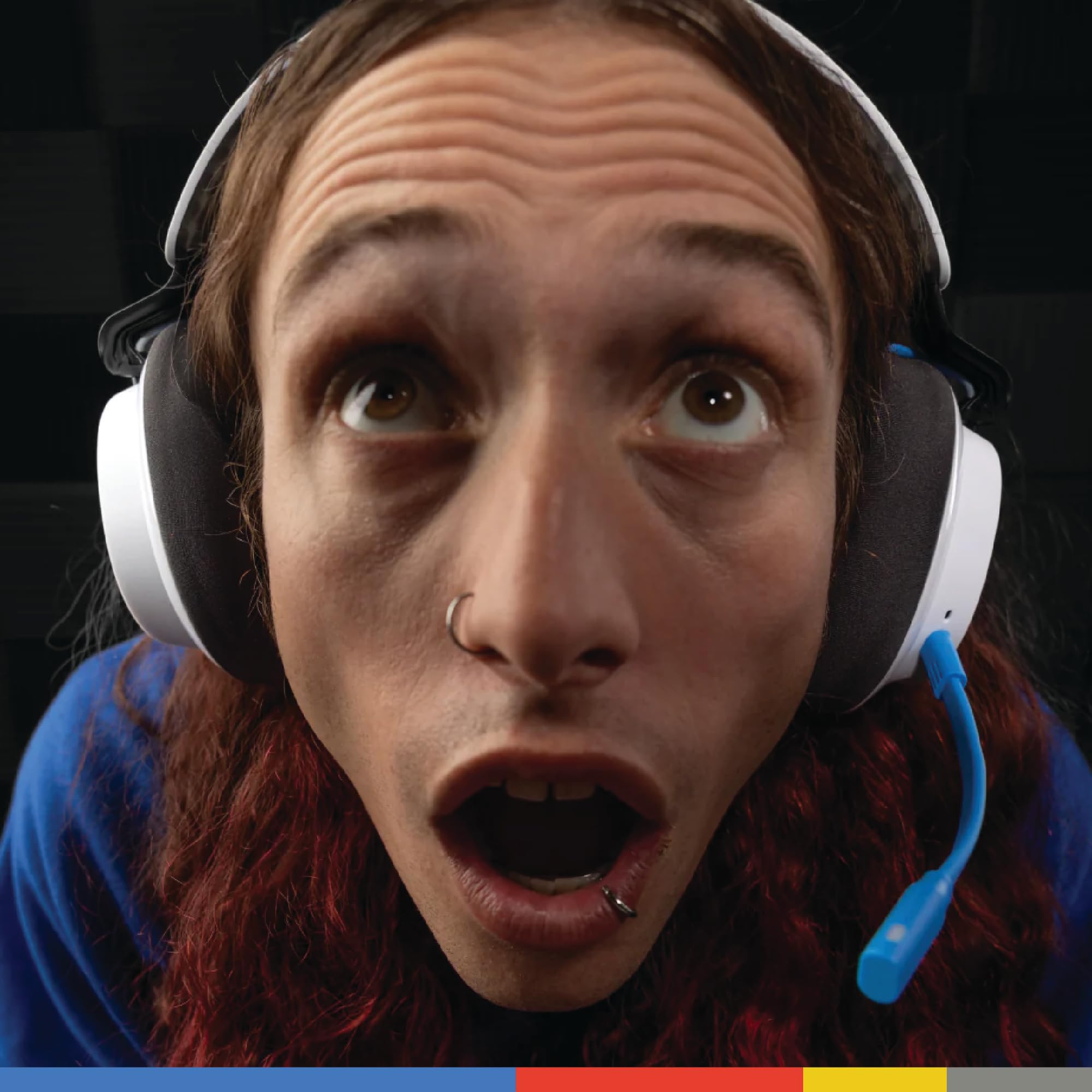 Skullcandy SLYR Pro Bezprzewodowe słuchawki douszne do gier wieloplatformowe z nadajnikiem USB-A o ultra niskim opóźnieniu, kompatybilne z Playstation, Xbox, PC i Nintendo Switch - biały/niebieski