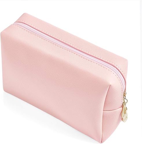 Miniatura 8 de Sohynca Bolsa de cosméticos de piel sintética para mujer, bolsa de maquillaje minimalista para uso diario, bolsa de almacenamiento portátil, pequeña