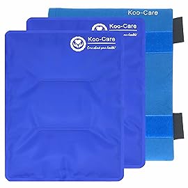 Koo-Care 2 Large Gel Ice Packs for Injuries Reusable Hot Cold Pack Wrap with Strap - Flexible Cold Compress for Shoulder Rotator Cuff, Hip, Knee Replacement Pain Relief Post-Surgery Recovery 11 x 14
