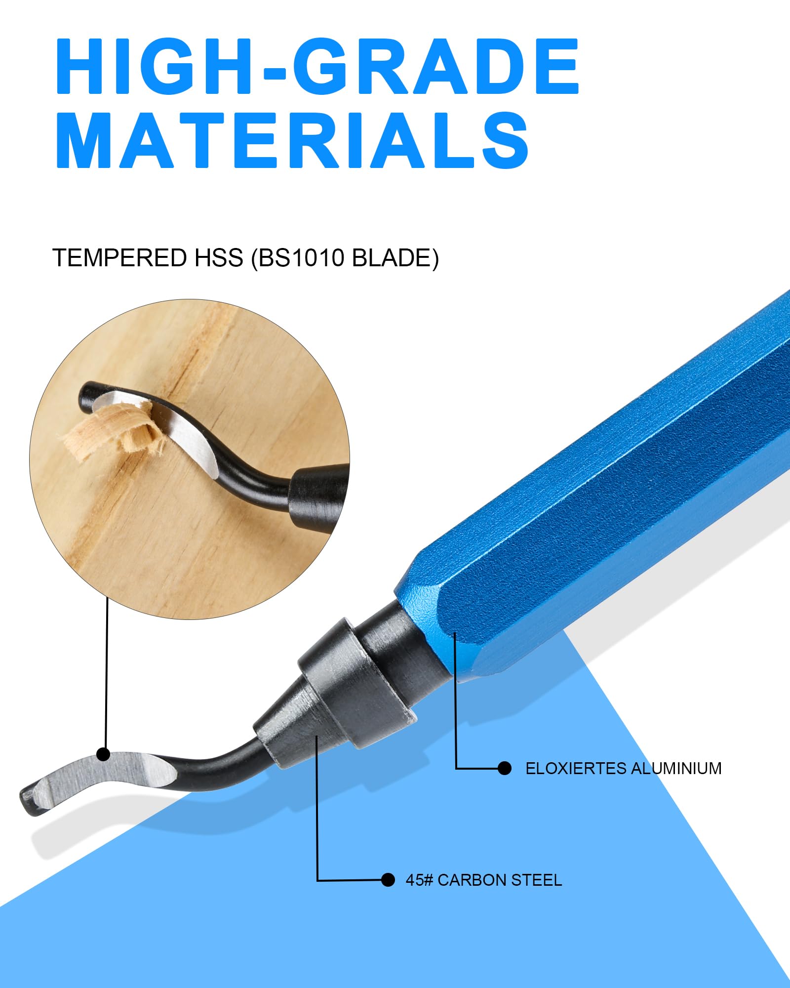 Desbarbador Metal 360° con 10 Cuchillas HSS y Mango de Aluminio para Impresora 3D, Plástico, Acero, Cobre