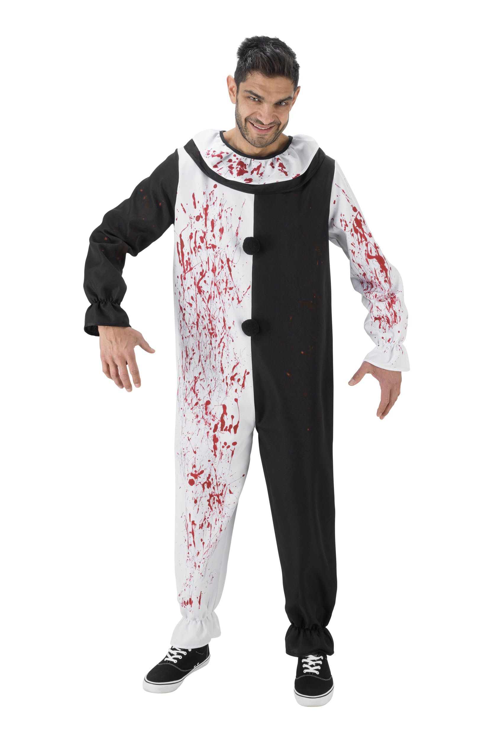 Chaks - kombinezon klauna Art, kombinezon klauna, kostium horrorowy | Oficjalny strój Terrifier, czarno-biały, kombinezon klauna, strój cosplayowy na Halloween i karnawał