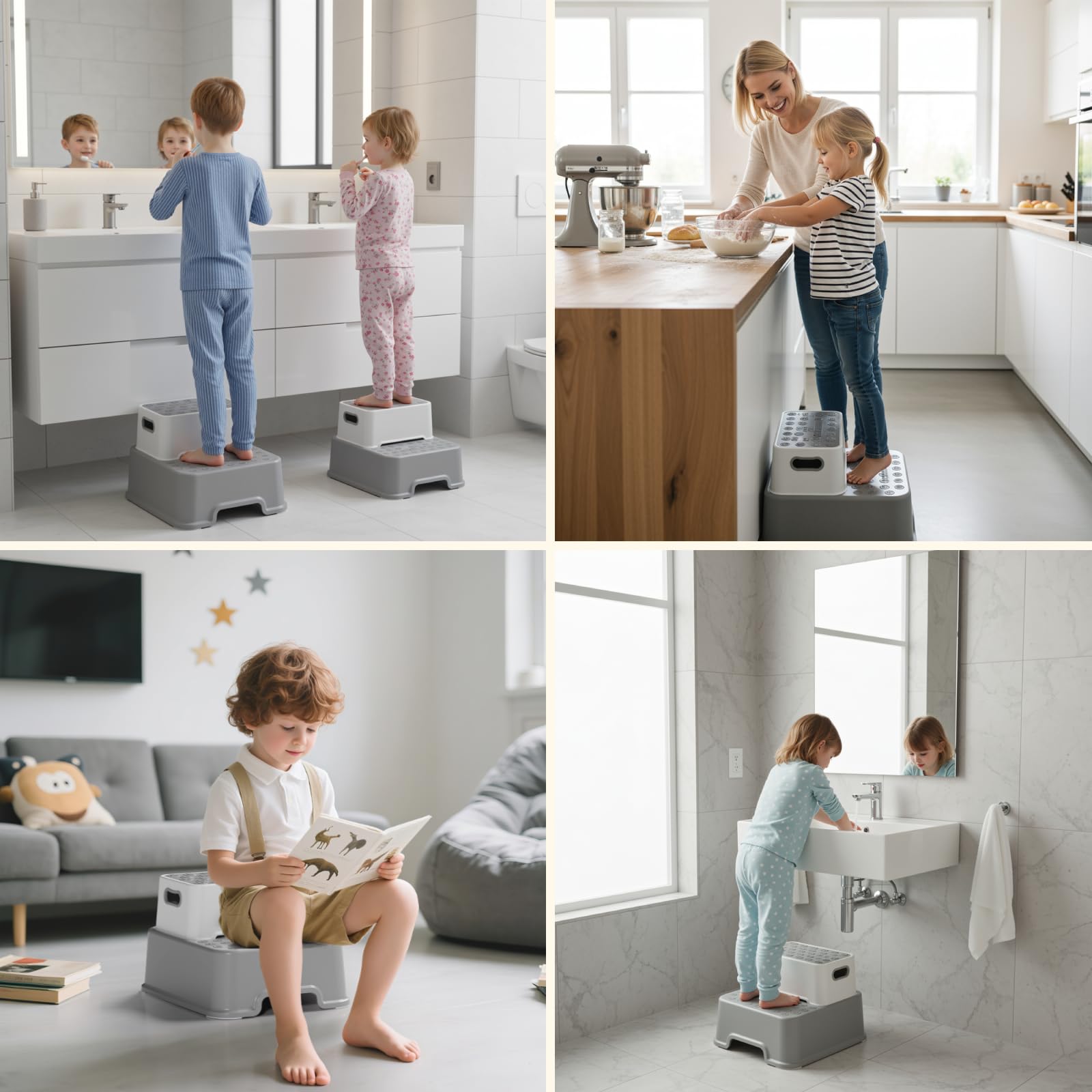 MAMIZO Réducteur Toilette Enfant avec 2 Marches Pied Enfant Transportable, Rehausseur WC Enfant pour Bébé de 1 à 8 ans, Adaptateur Toilette Enfant avec Marche Pied Bébé, Anti-éclaboussure