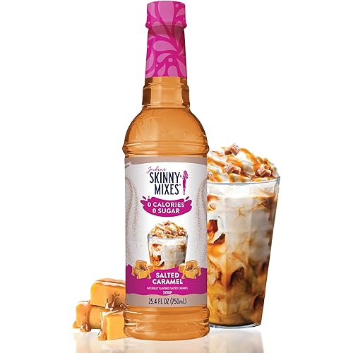 Jordan’s Skinny Mixes Sugar Free Coffee Syrup, Salted Caramel Coffee Flavoring Syrup, Zero Calorie Drink Mix, Lattes, Baking, Protein Shake or Cocktail, Dairy & Gluten Free, Kosher, 25.4 Fl Oz