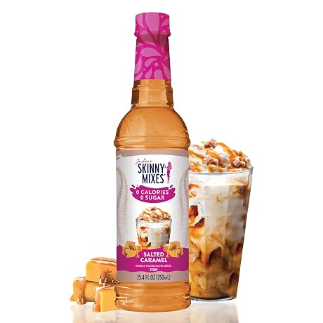 Jordan's Skinny Mixes Sugar Free Coffee Syrup, Salted Caramel Coffee Flavoring Syrup, Zero Calorie Drink Mix, Lattes, Baking, Protein Shake or Cocktail, Dairy & Gluten Free, Kosher, 25.4 Fl Oz