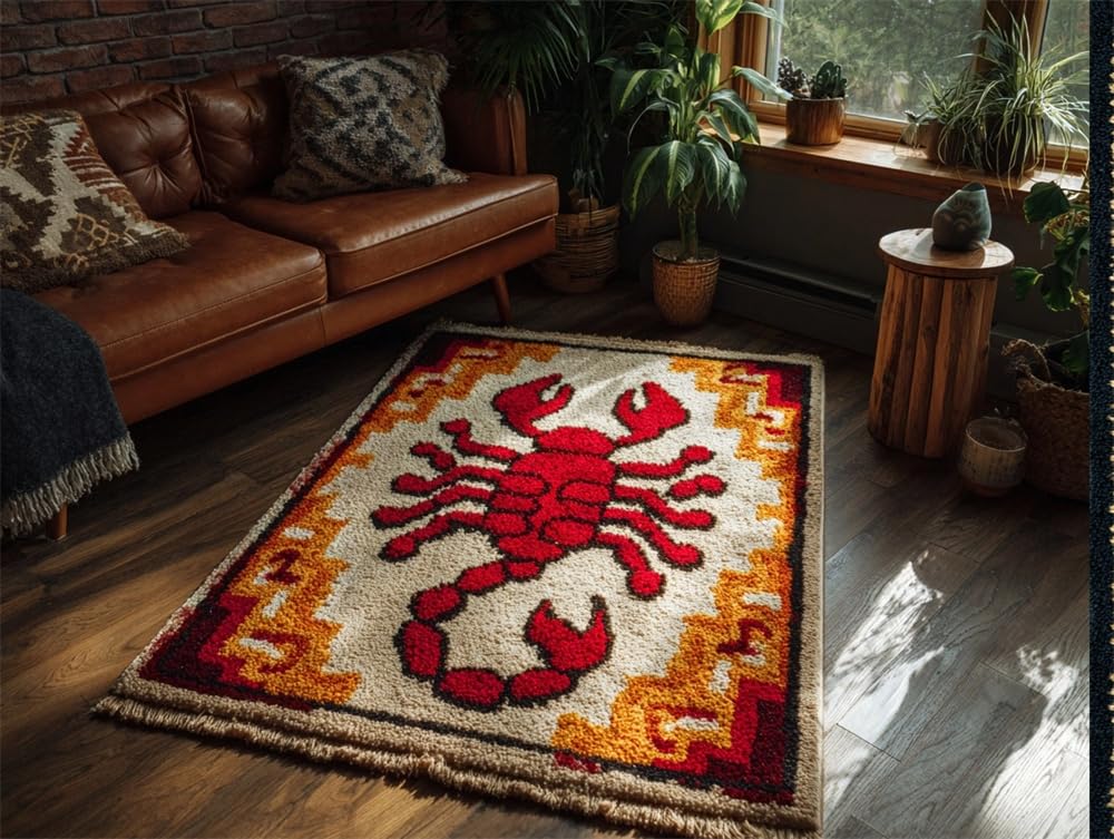 FWRTYCB Latch Hook Carpet Kit Scorpion 20X15Inch Rug Making Kit
