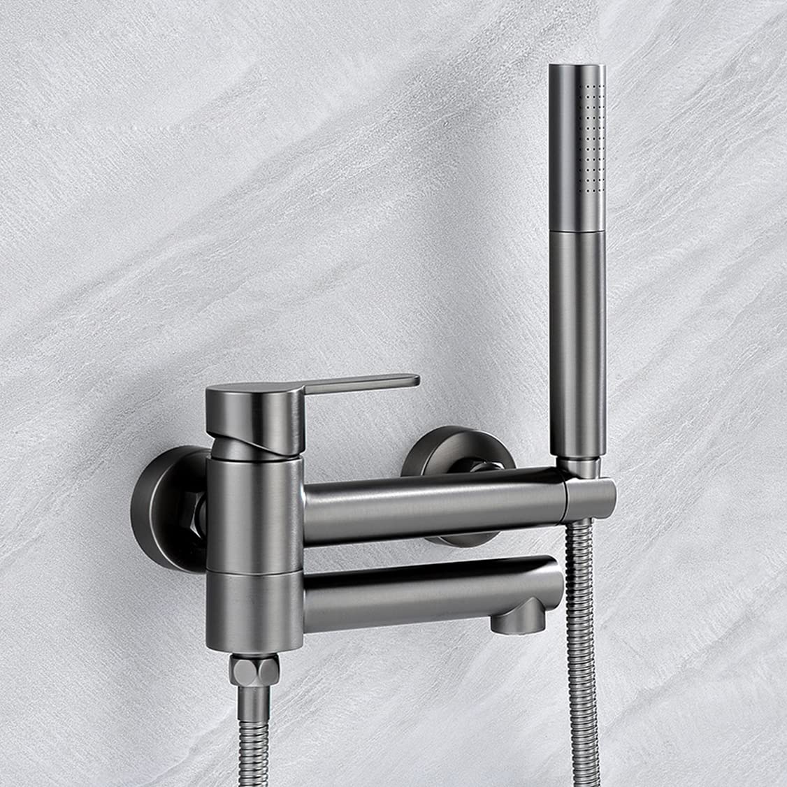 Ensemble de Douche Mural Gris et Robinet de Baignoire avec Douche à Main - 8