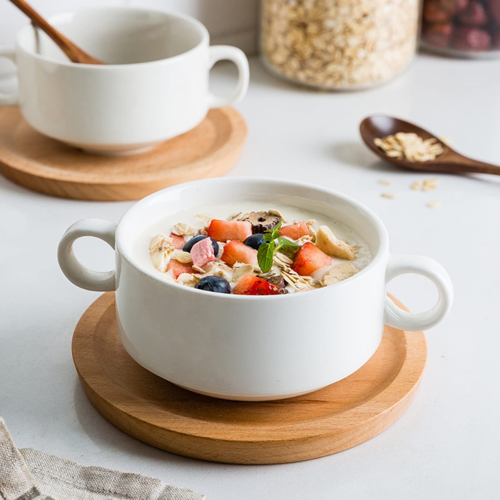 食器  soup bowl Amazon.com | Soup Bowls, with Handles Fruit Bowls Ceramic Salad