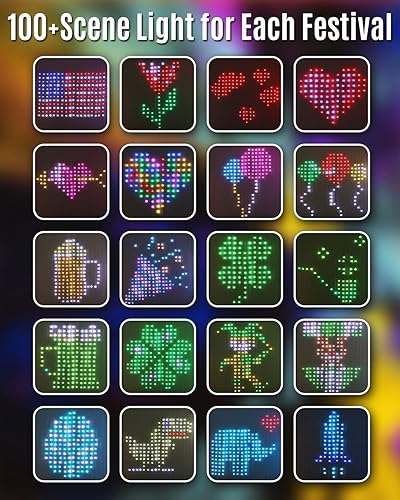 Miniatura 3 de Luces de cortina LED, luces inteligentes de Navidad con patrón, control por aplicación, 400 LED, bricolaje, tira de luces RGB conectables para